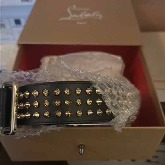 Christian Louboutin Accessories - Christian Louboutin Black and Gold Studded Belt